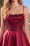 Blue A Line Corset Sequin Ruffle Short Homecoming Dress with Lace Up Back