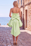 Black Strapless A Line Bubble Hem Homecoming Dress with Back Bow
