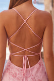 Apricot Bodycon Spaghetti Straps Beaded Short Homecoming Dress with Sequins