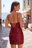 Dark Green Corset Bodycon Short Homecoming Dress with Sequins