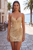 Dark Green Corset Bodycon Short Homecoming Dress with Sequins