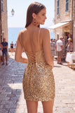 Dark Green Corset Bodycon Short Homecoming Dress with Sequins
