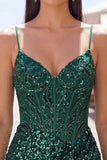 Dark Green Corset Bodycon Short Homecoming Dress with Sequins