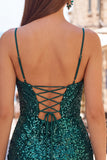 Dark Green Corset Bodycon Short Homecoming Dress with Sequins