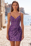 Dark Green Corset Bodycon Short Homecoming Dress with Sequins