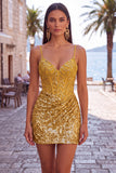 Dark Green Corset Bodycon Short Homecoming Dress with Sequins
