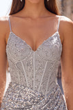Dark Green Corset Bodycon Short Homecoming Dress with Sequins