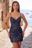Dark Green Corset Bodycon Short Homecoming Dress with Sequins