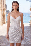 Dark Green Corset Bodycon Short Homecoming Dress with Sequins