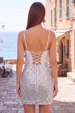 Dark Green Corset Bodycon Short Homecoming Dress with Sequins