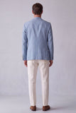 Dusty Blue Notch Lapel Men's Blazer with Pockets