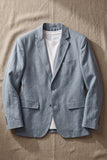 Dusty Blue Notch Lapel Men's Blazer with Pockets
