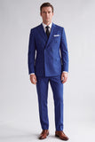 Royal Blue 2 Piece Peak Lapel Double Breasted Men's Prom Suits
