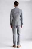 Grey 2 Piece Peak Lapel Double Breasted Men's Prom Suits