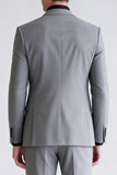Grey 2 Piece Peak Lapel Double Breasted Men's Prom Suits