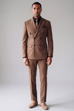 Khaki Peak Lapel Double Breasted 2‑Piece Men's Prom Suits