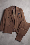 Khaki Peak Lapel Double Breasted 2‑Piece Men's Prom Suits