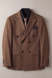 Khaki Peak Lapel Double Breasted 2‑Piece Men's Prom Suits