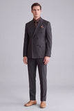 2 Piece Black Peak Lapel Double Breasted Men's Prom Suits