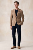 Khaki Notch Lapel Single Breasted 2‑Button Men's Blazer with Pockets