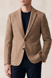 Khaki Notch Lapel Single Breasted 2‑Button Men's Blazer with Pockets