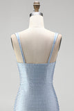 Blue Bodycon Thick Straps Sweetheart Short Homecoming Dress with Beading