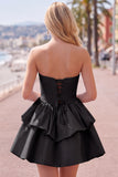 Yellow A Line Corset Strapless Tiered Short Homecoming Dress with Ruffle Hem