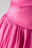 Fuchsia Bubble Hem Ruched Basque Waist Strapless Short Homecoming Dress