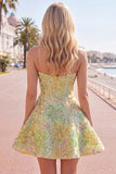 A-Line Green Corset Sequins Short Homecoming Dress