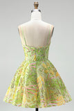 A-Line Green Corset Sequins Short Homecoming Dress
