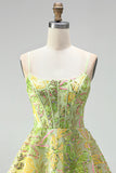 A-Line Green Corset Sequins Short Homecoming Dress