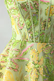 A-Line Green Corset Sequins Short Homecoming Dress