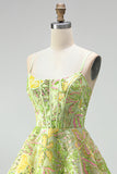 A-Line Green Corset Sequins Short Homecoming Dress