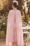 Sparkly Yellow Bateau Neck Sequins Sheath Midi Mother of the Bride Dress with Chiffon Cape