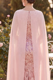 Sparkly Yellow Bateau Neck Sequins Sheath Midi Mother of the Bride Dress with Chiffon Cape