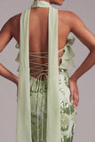 Green Mermaid Strapless Ruffled Long Prom Dress with Sequins