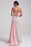 Light Green Mermaid Strapless Sequins Embroidered Long Prom Dress with Draping