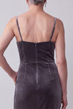 Dark Grey Velvet Jacquard Sheath Long Mother of the Bride Dress with Cape