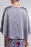 Grey Floral Velvet Sheath Rhinestone Bateau Neck Satin Mother of the Bride Dress with Cape