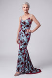 Lake Blue V-Neck Velvet Mermaid Long Mother of the Bride Dress with Cape