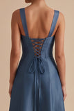 Twilight A-Line Square Neck Midi Wedding Guest Dress with Bow