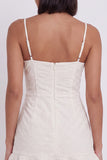 White Bodycon Square Neck Ruffled Short Little White Dress