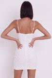 White Bodycon Sweetheart Spaghetti Straps Floral Short Little White Dress