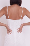 White Bodycon Sweetheart Spaghetti Straps Floral Short Little White Dress