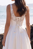 White A-Line V-Neck Lace Appliqued Tea-Length Wedding Dress