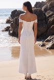 White Mermaid Off the Shoulder Maxi Wedding Dress with Lace