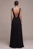 Black Corset Sweetheart A-Line Maxi Formal Dress with Lace
