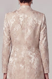 Champagne 2-Piece Sheath Round Neck Jacquard Long Mother of the Bride Dress with Jacket