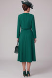 Dark Green A-Line Round Neck Tea-Length Mother of the Bride Dress with Bolero