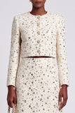 Ivory Two Piece Round Neck Sequins Knee-Length Work Dress